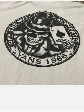 Vans Off The Wall Authentic 1966 Ace of Spades Skeleton Skull T Shirt Men's